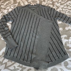 Loft grey & black asymmetrical sweater EUC